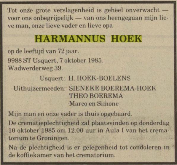 harmannus hoek in 1985.
